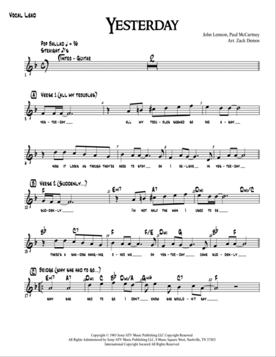 Yesterday Tenor Saxophone scores gallery preview page 2