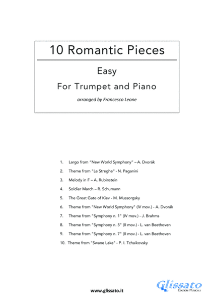 10 Easy Romantic Pieces for Bb Trumpet or Cornet and Piano image number null