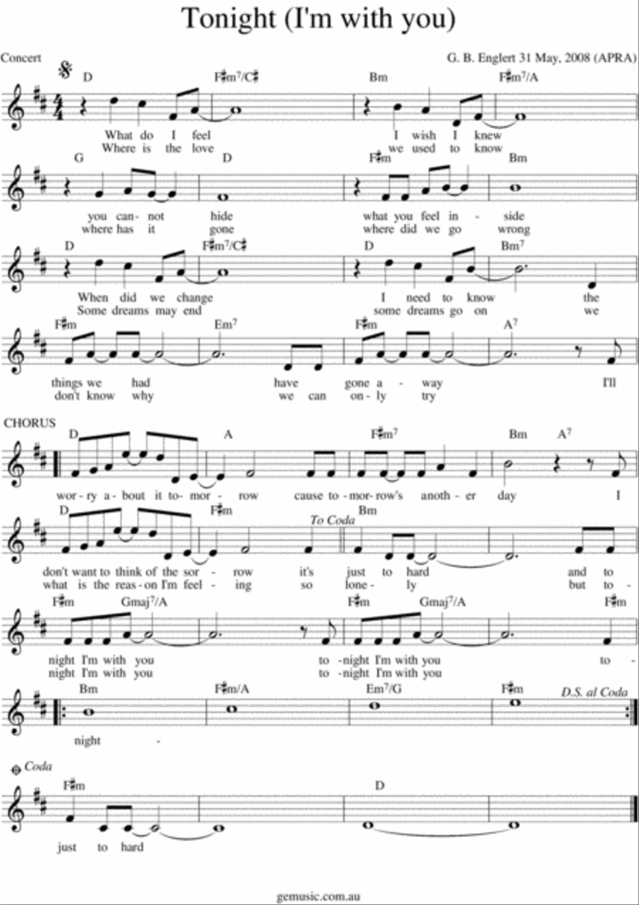 Tonight I'm with you Tonight I'm with you Voice scores gallery preview page 1