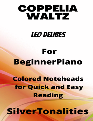 Book cover for Coppelia Waltz Beginner Piano Sheet Music with Colored Notation
