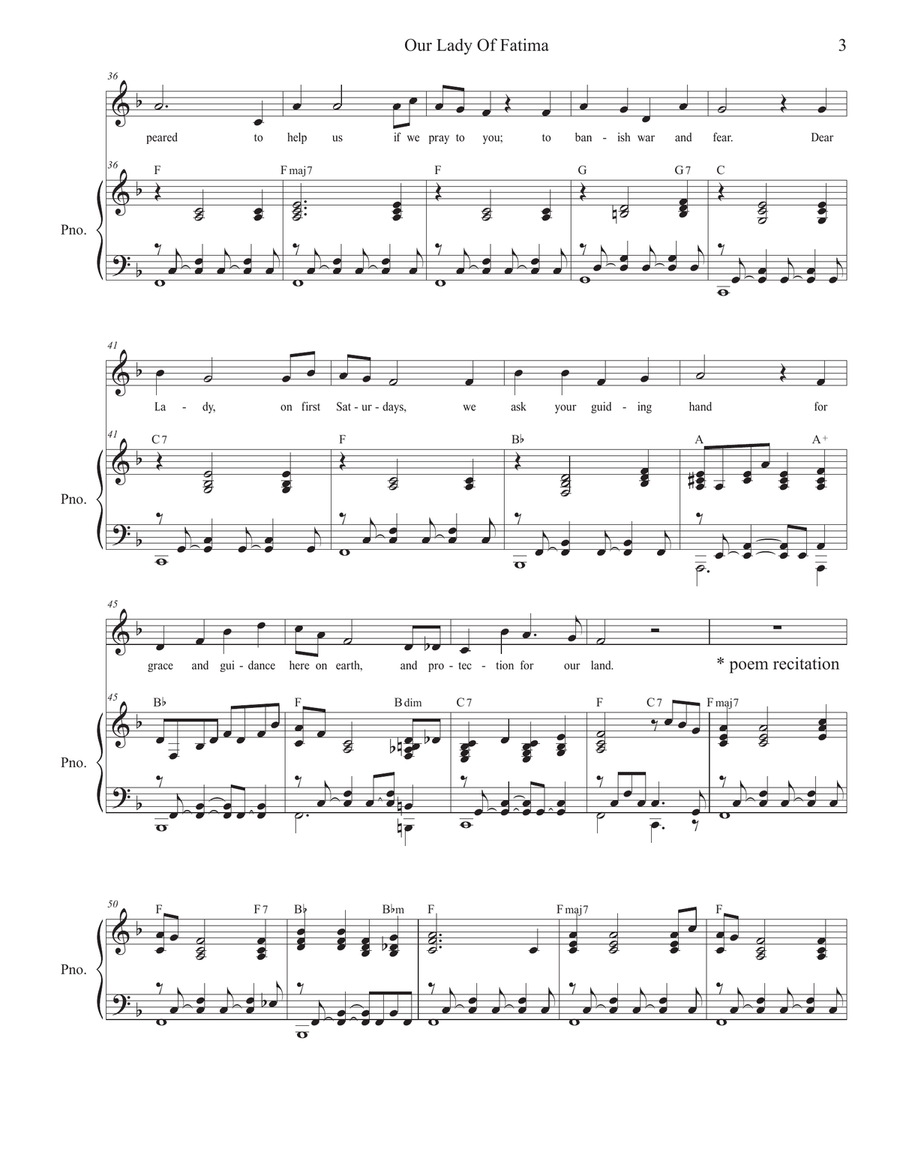 Our Lady Of Fatima Our Lady Of Fatima Unison Choir scores gallery preview page 3