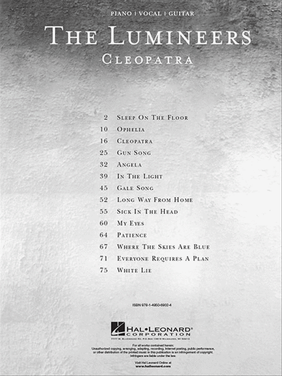 The Lumineers – Cleopatra Piano, Vocal, Guitar scores gallery preview page 2