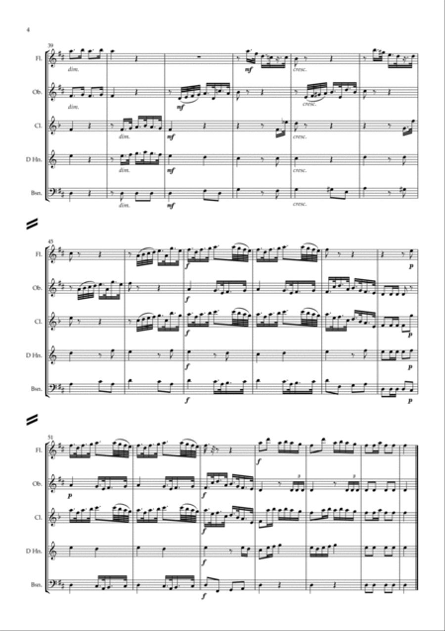 Leopold Mozart: Divertimento Militaire (Military Divertimento in D) (Complete) - wind quintet Woodwind Quintet scores gallery preview page 4