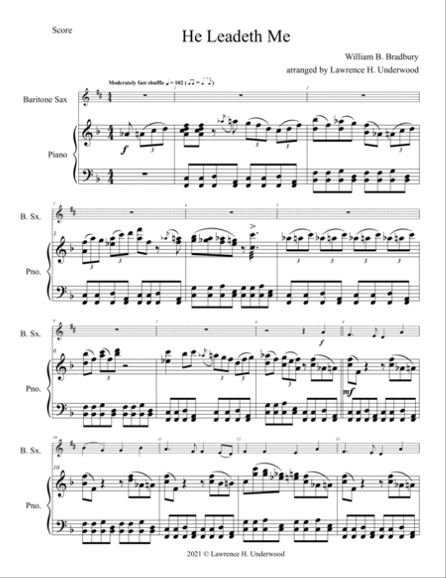 He Leadeth Me for Bari Saxophone Baritone Saxophone scores gallery preview page 2