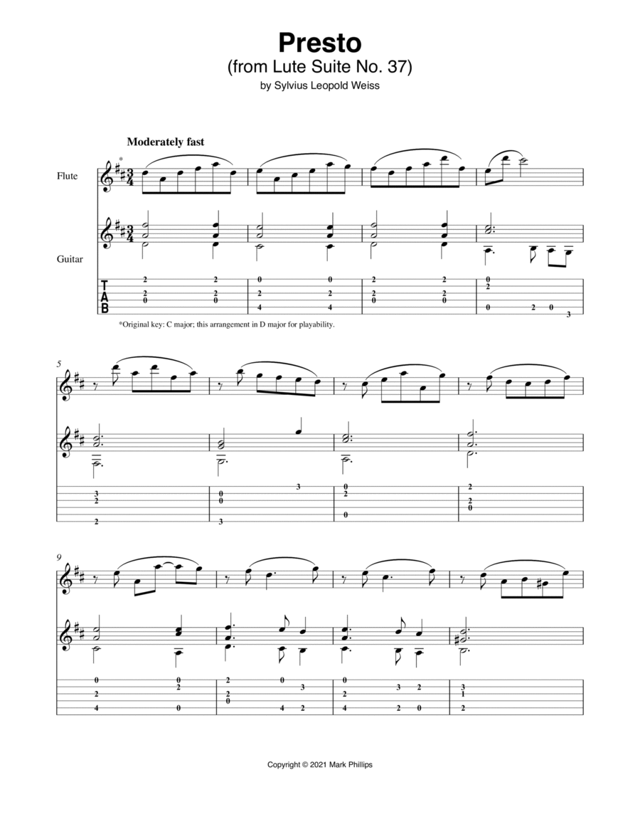 Presto (from Lute Suite No. 37)