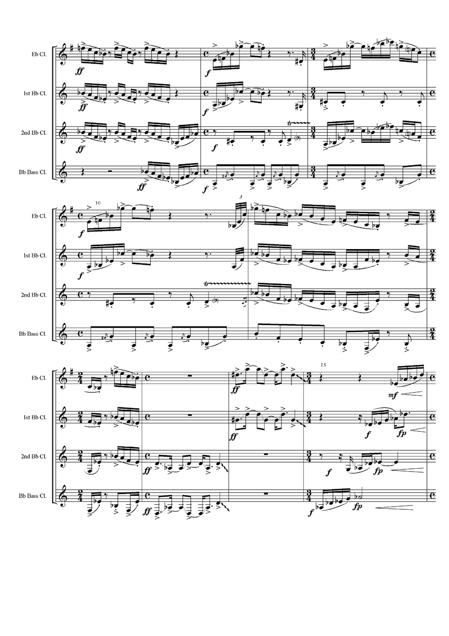 Arachnophobia, for clarinet quartet - score Clarinet Quartet scores gallery preview page 2