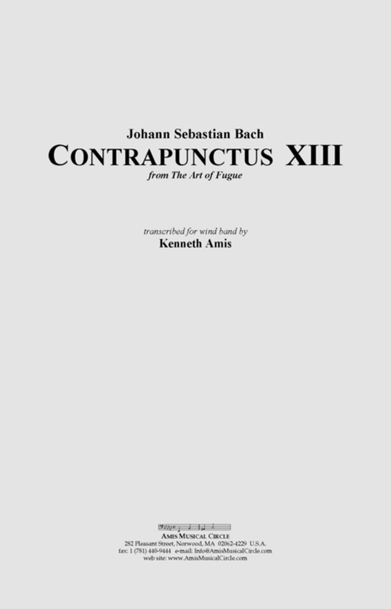 Contrapunctus 13 - CONDUCTOR'S SCORE ONLY image number null