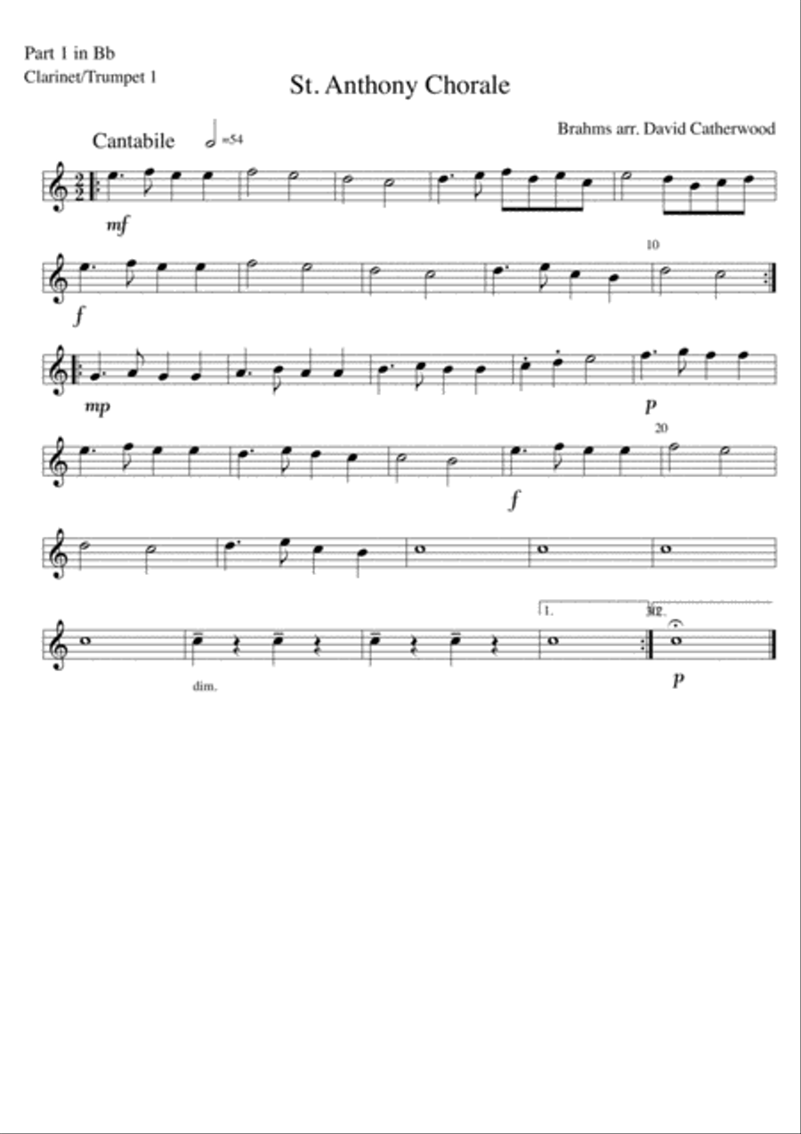 St. Anthony Chorale by Brahms arranged for Flexible ensemble by David Catherwood Concert Band scores gallery preview page 4