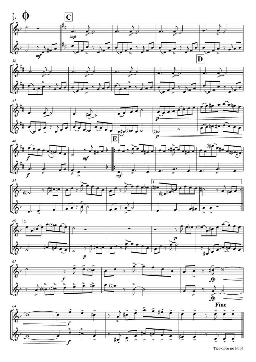 Tico-Tico no Fubá - Choro - Duet Flute Flute Duet scores gallery preview page 2
