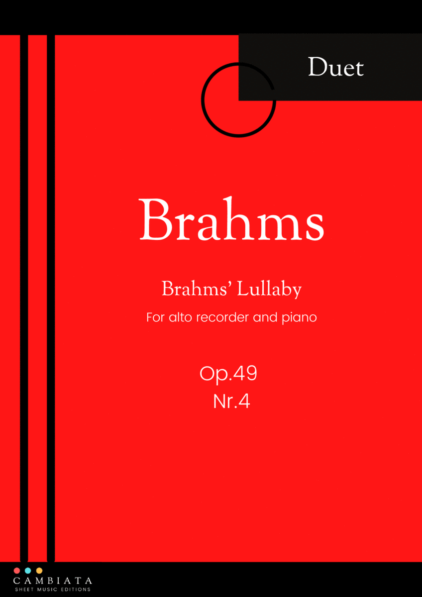 Brahms' Lullaby - Solo alto recorder and piano accompaniment (Easy) image number null