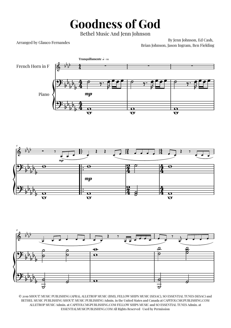 Goodness Of God Piano scores gallery preview page 1