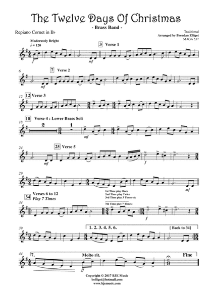 The Twelve Days of Christmas - Brass Band Score and Parts PDF image number null