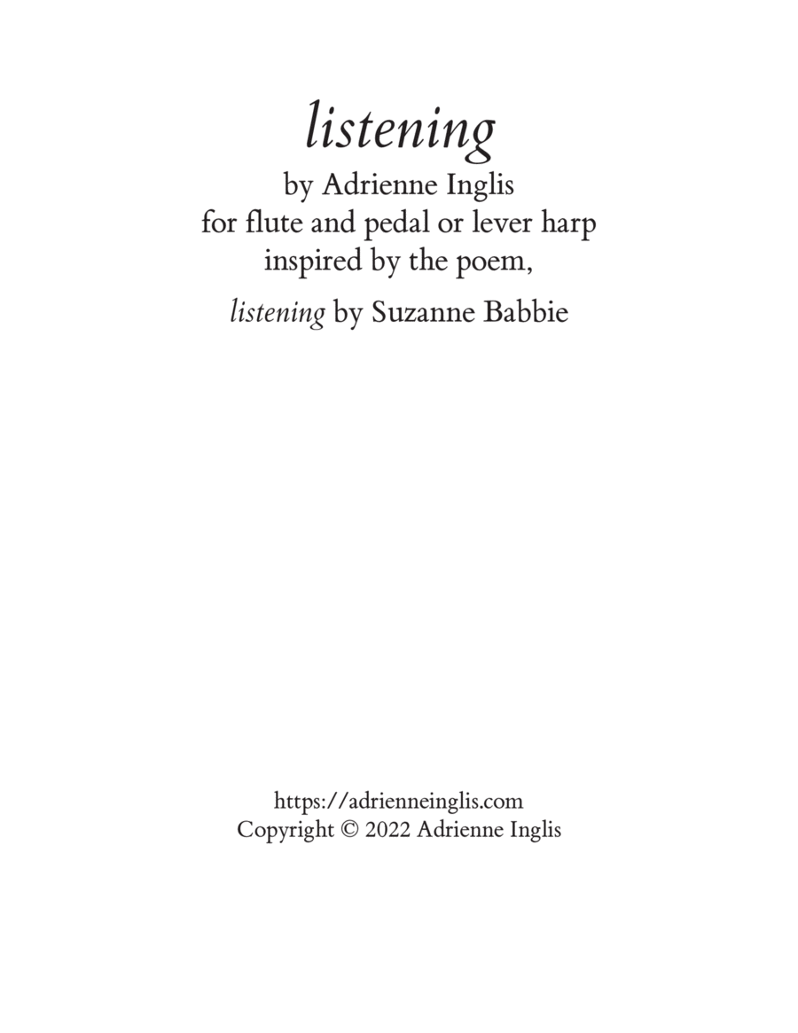 listening for flute and lever or pedal harp Flute scores gallery preview page 1