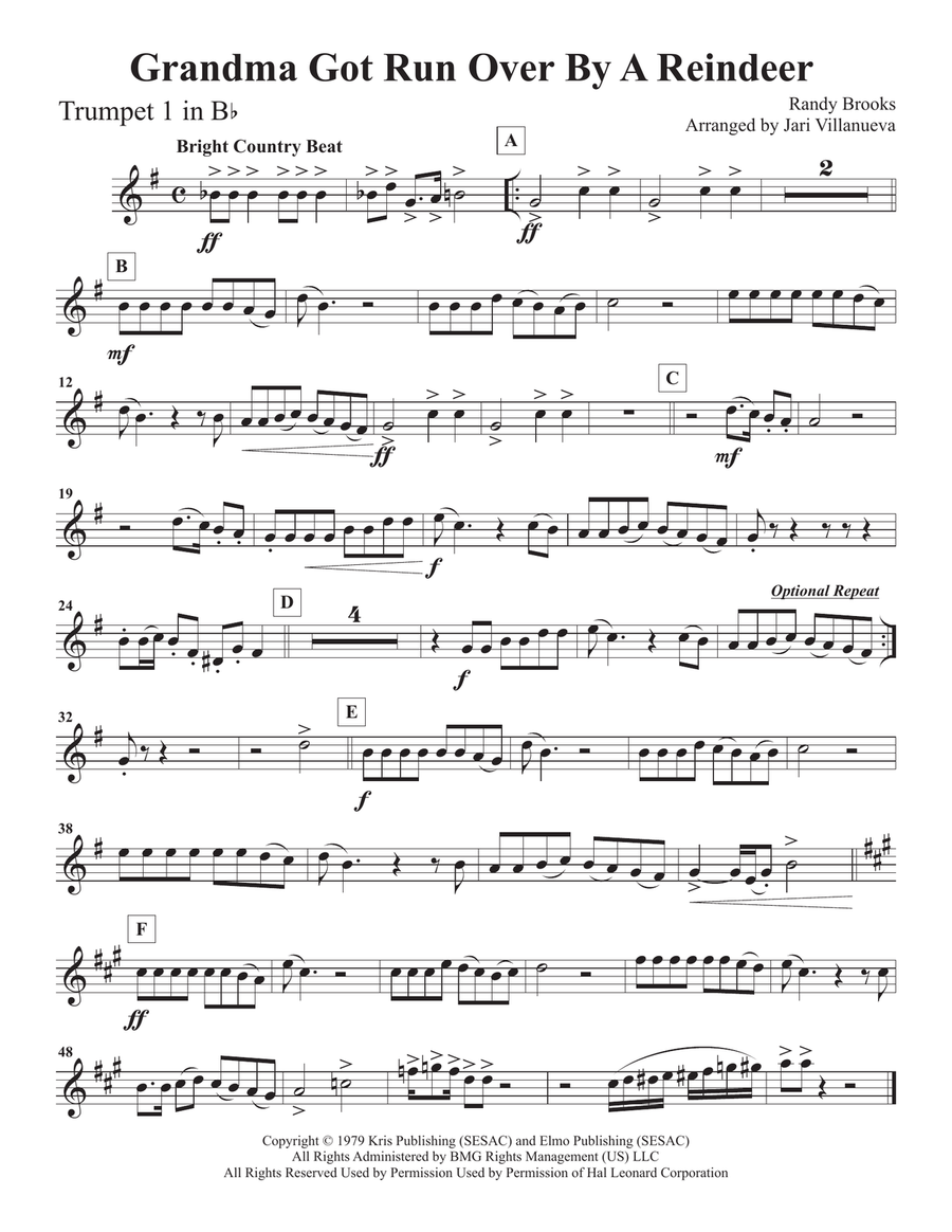 Grandma Got Run Over By A Reindeer Brass Ensemble scores gallery preview page 5