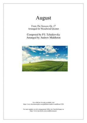 Book cover for August from The Seasons arranged for Wind Quintet