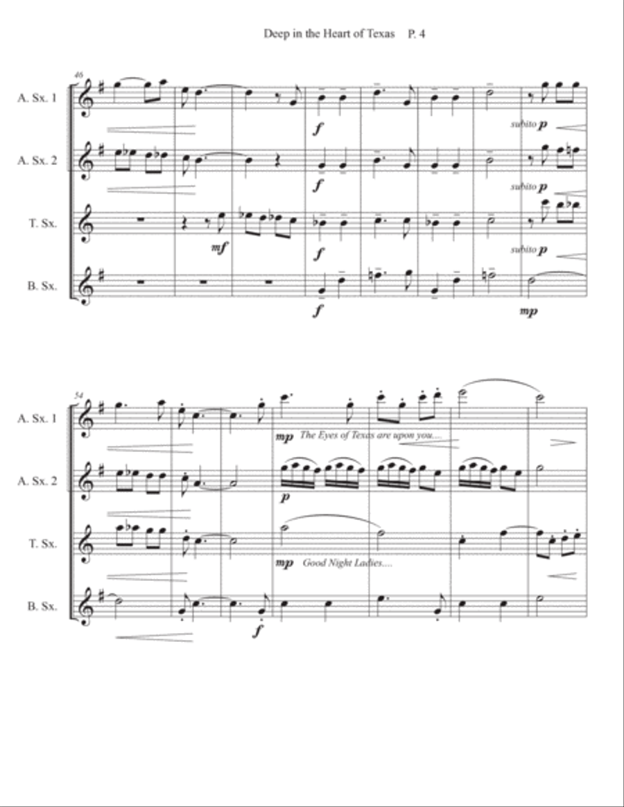 Deep In The Heart Of Texas Woodwind Quartet scores gallery preview page 5