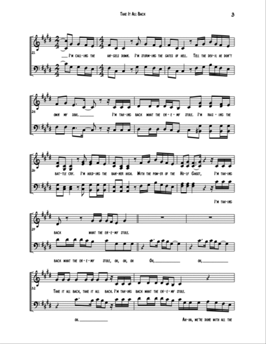 Take It All Back 4-Part scores gallery preview page 3