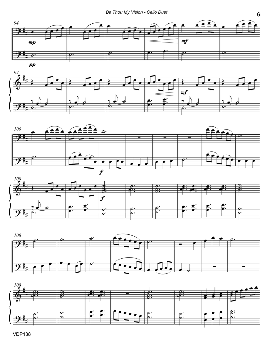 BE THOU MY VISION - CELLO DUET with Piano Accompaniment (Grade 3+) String Duet scores gallery preview page 6