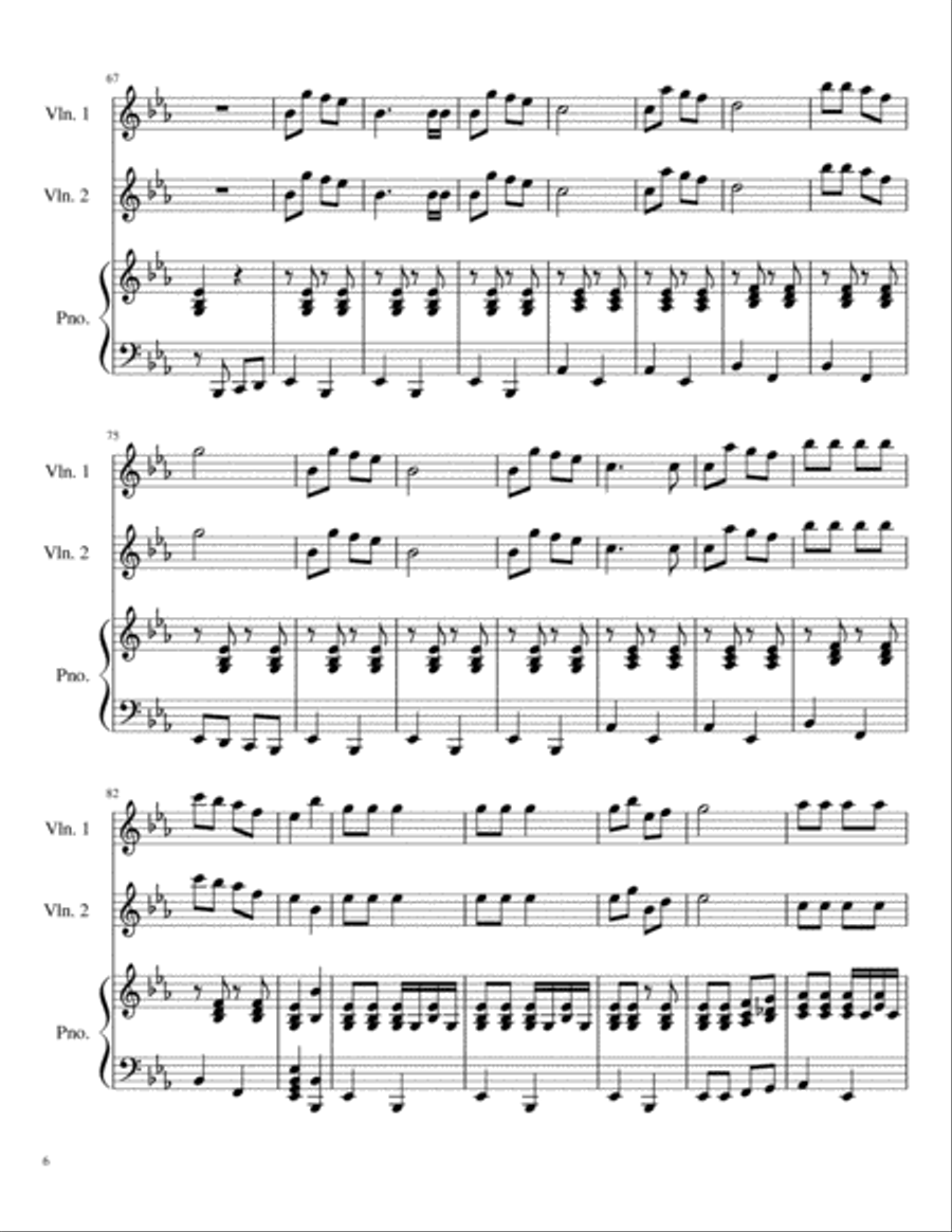 Winter Medley for Two Violins and Piano (Up On The Housetop, Jolly Old Saint Nick and Jingle Bells) Violin scores gallery preview page 6