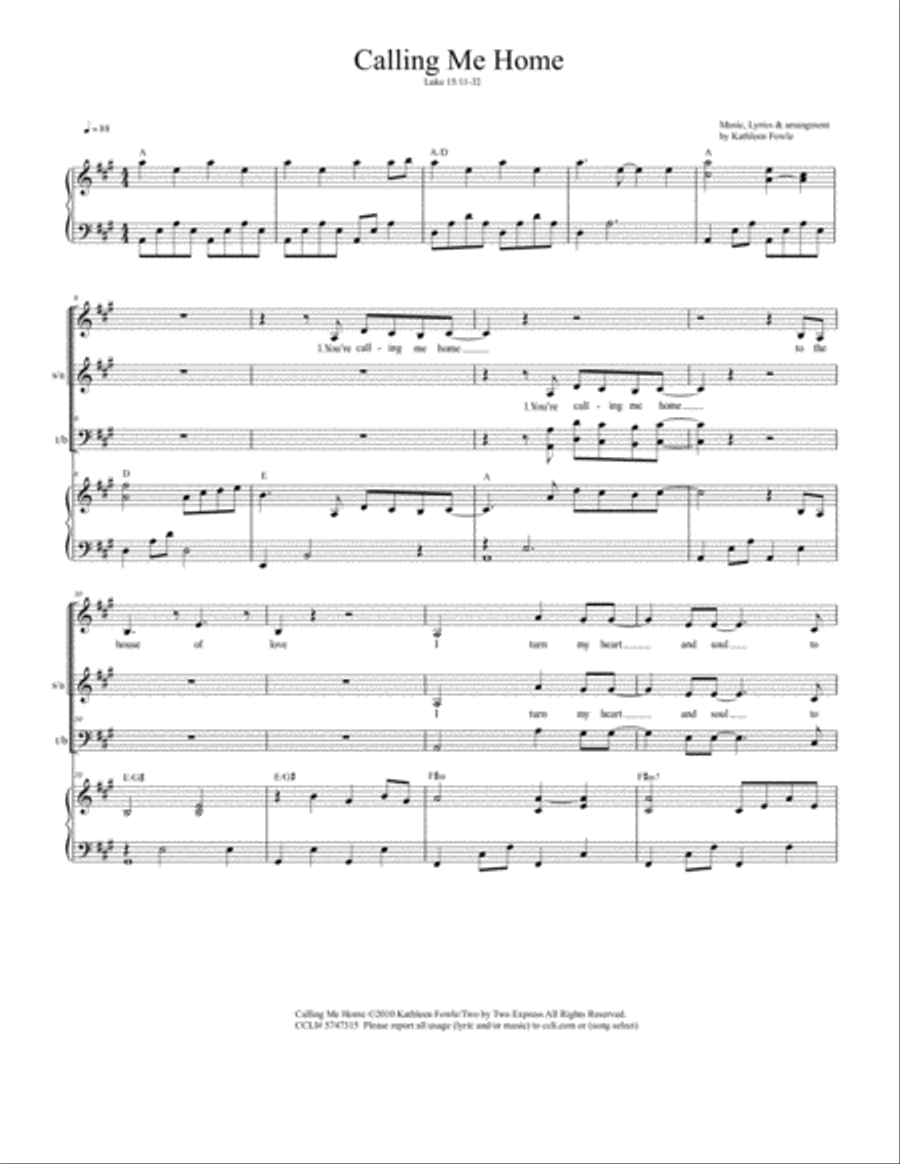 Calling Me Home Calling Me Home 4-Part scores gallery preview page 3
