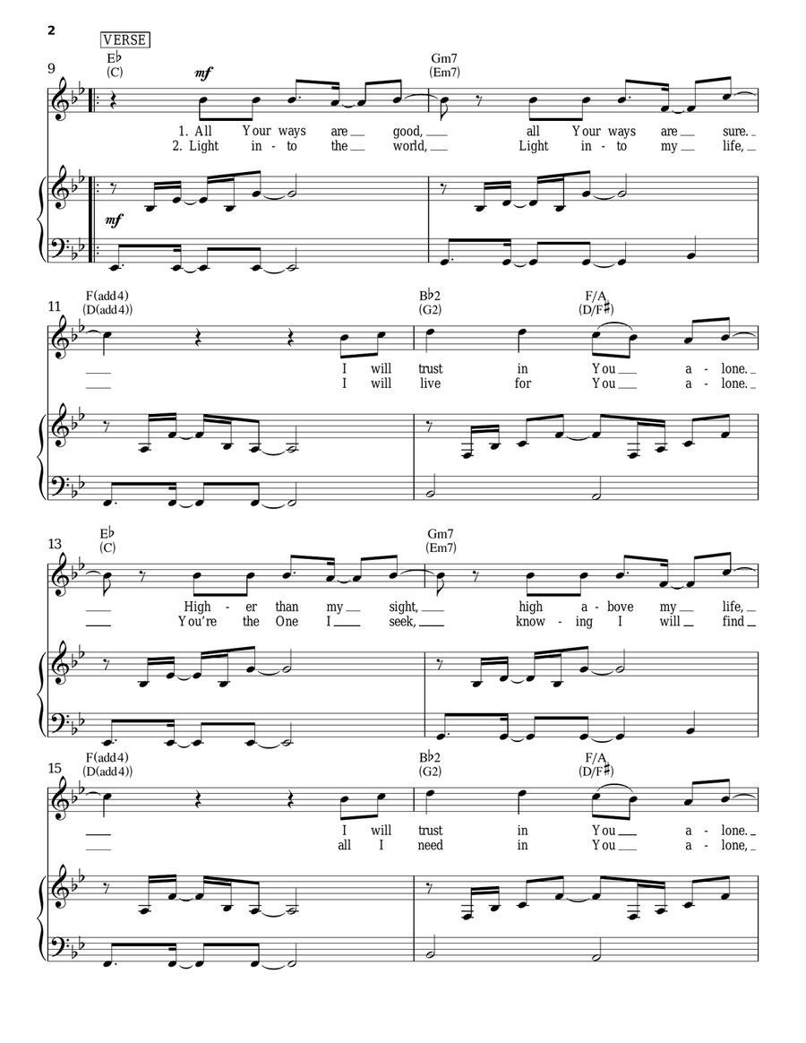 I Will Follow Piano, Vocal, Guitar scores gallery preview page 2