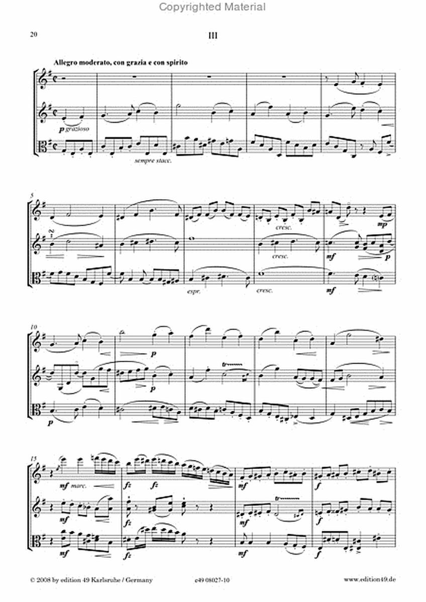 Trio e-moll fur zwei Violinen und Viola op. 5