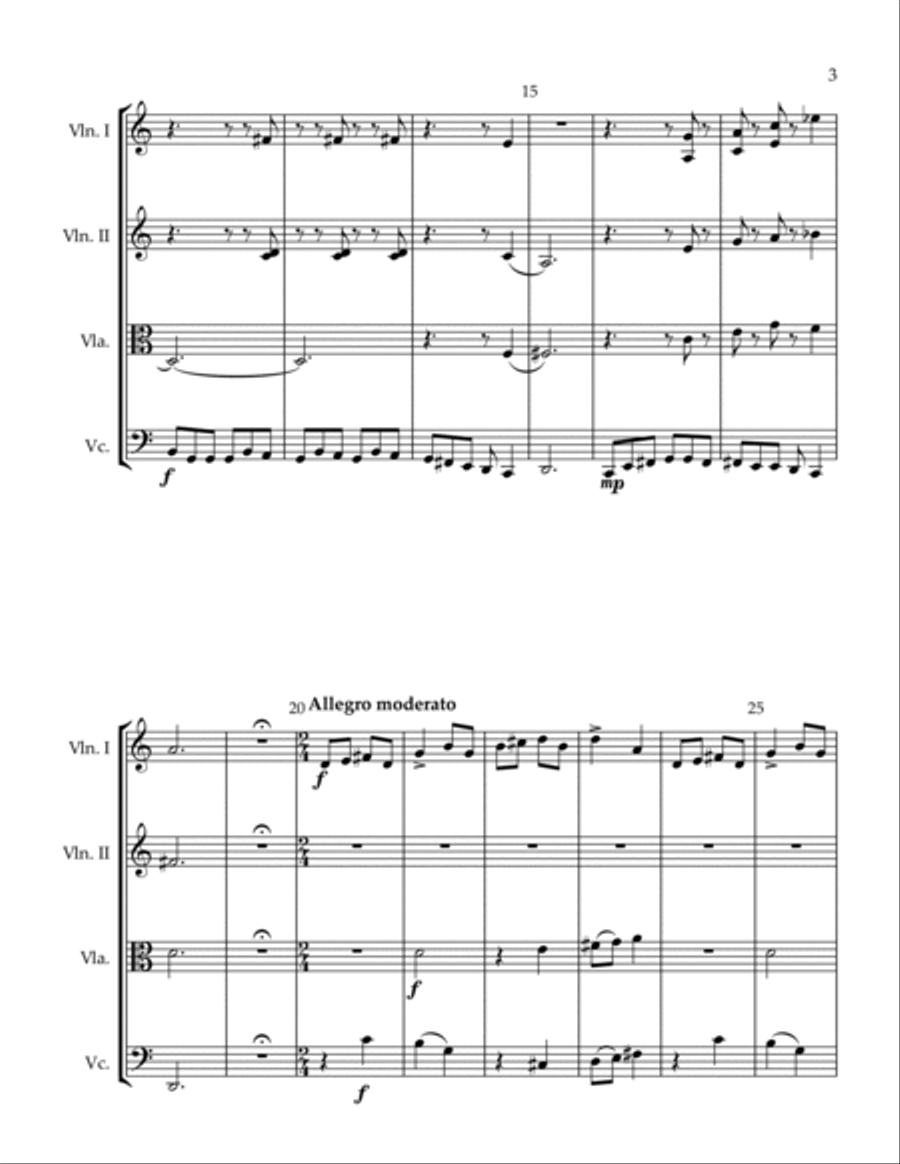 3 Quartets Sweet Summer Breeze The Strong Farmer Remembrance String Quartet scores gallery preview page 3