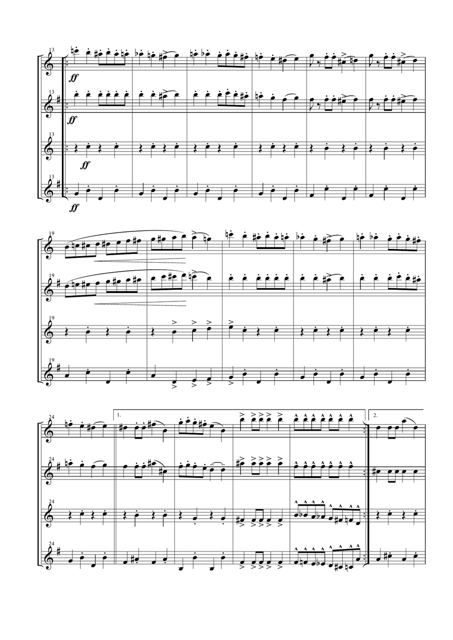 Entry Of The Gladiators for Saxophone Quartet Saxophone Quartet scores gallery preview page 4