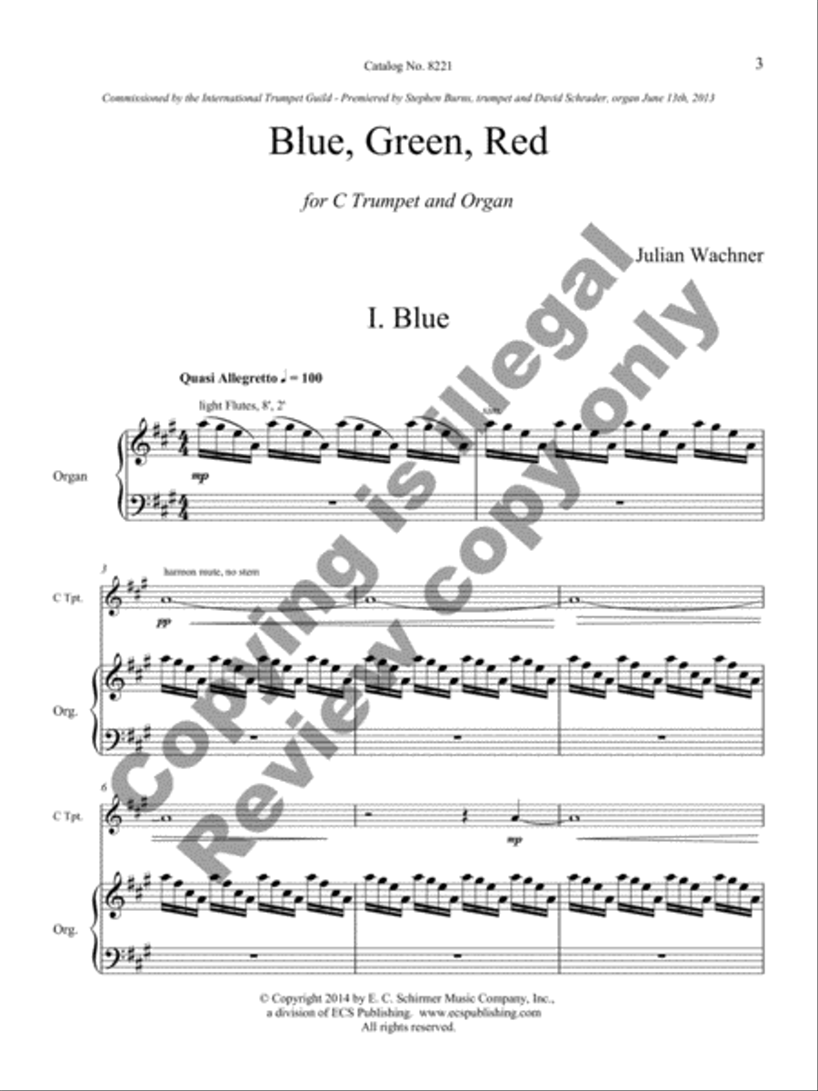 Blue, Green, Red Trumpet scores gallery preview page 8