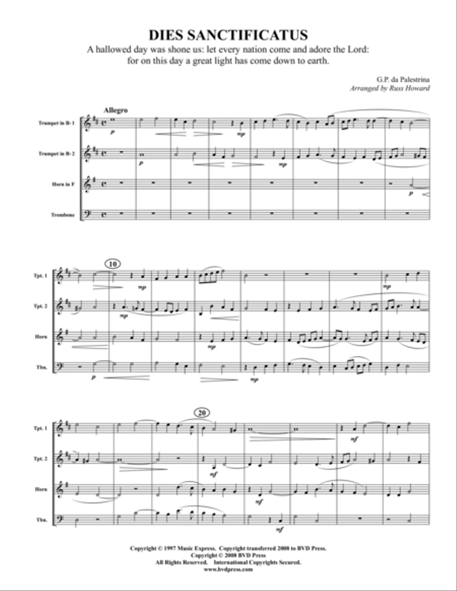 Does Sanctificatus Does Sanctificatus Brass Quartet scores gallery preview page 1