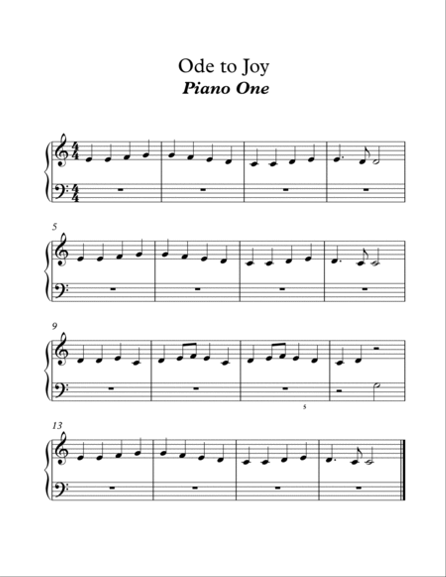 Ode to Joy, one piano, four hands Piano Method scores gallery preview page 3