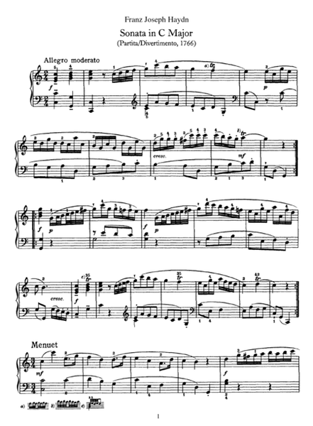 Sonata No.7 in C Major by Haydn for Piano Solo - Original Version (Full Score)