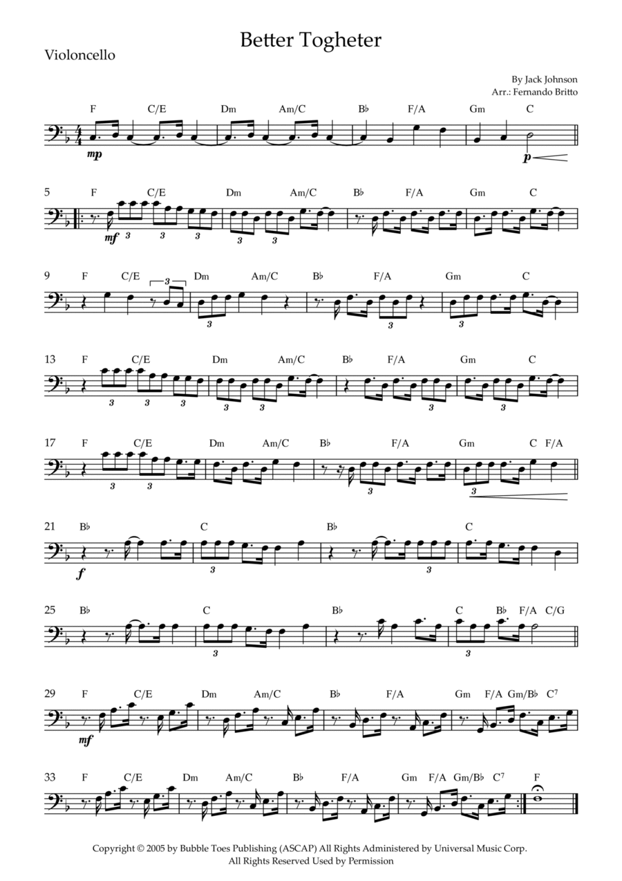 Better Together Cello Solo scores gallery preview page 1