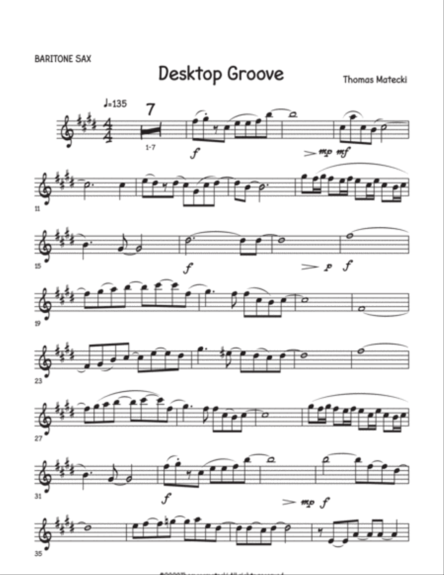 Desktop Grove for big band baritone sax Small Ensemble scores gallery preview page 1