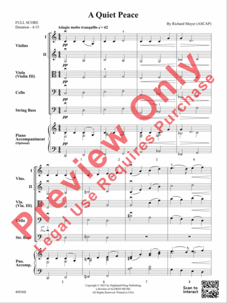 A Quiet Peace String Orchestra scores gallery preview page 4