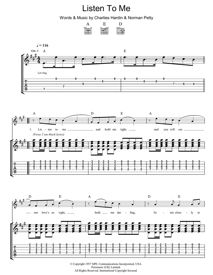 Listen To Me Listen To Me Guitar Tablature scores gallery preview page 1