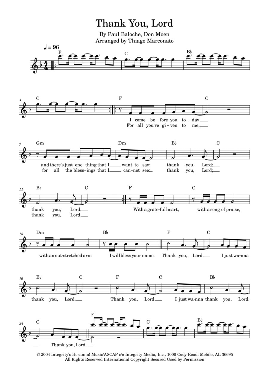 Thank You, Lord Piano scores gallery preview page 1
