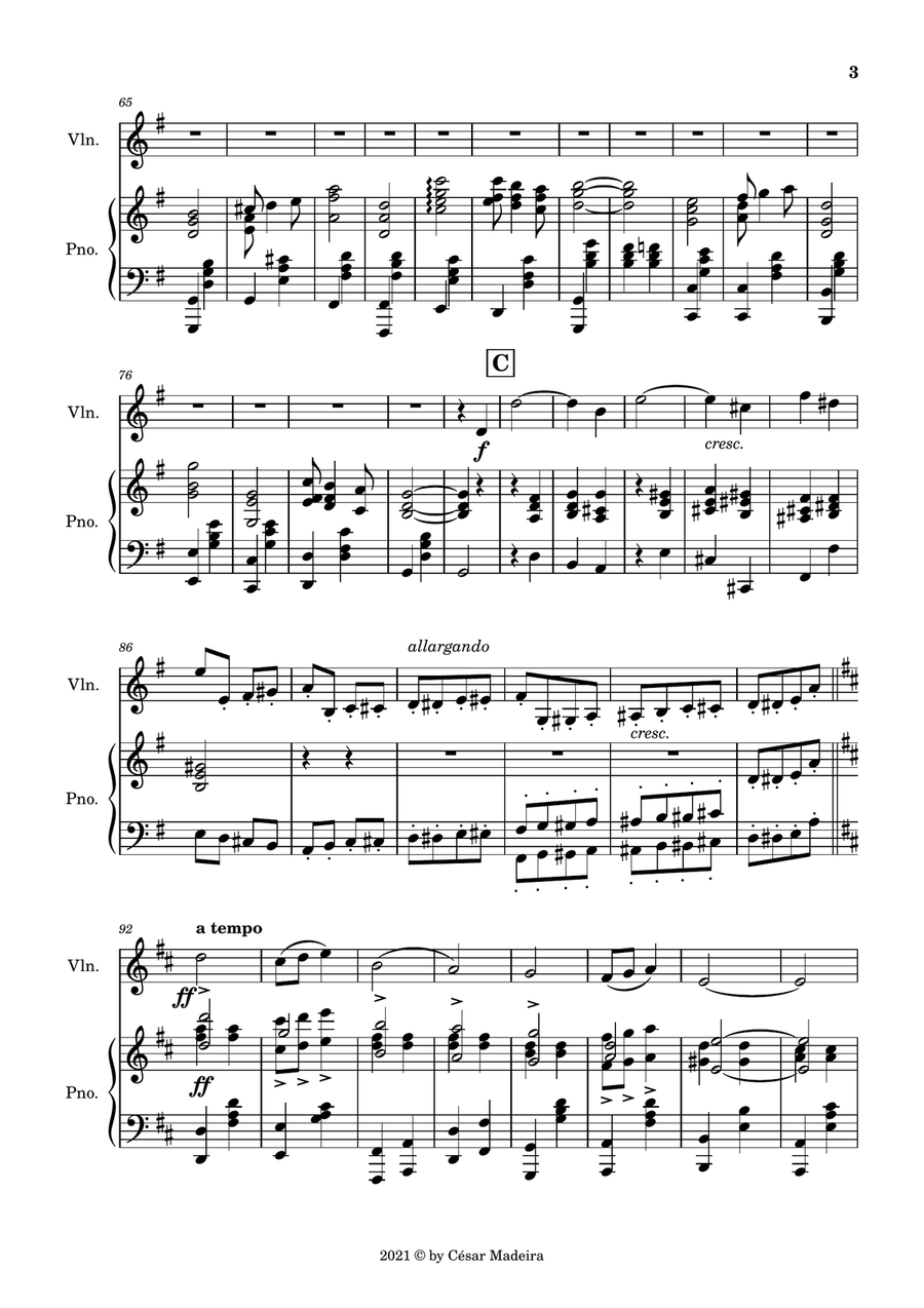 Pomp and Circumstance No.1 - Violin and Piano (Full Score and Parts) Violin Solo scores gallery preview page 4