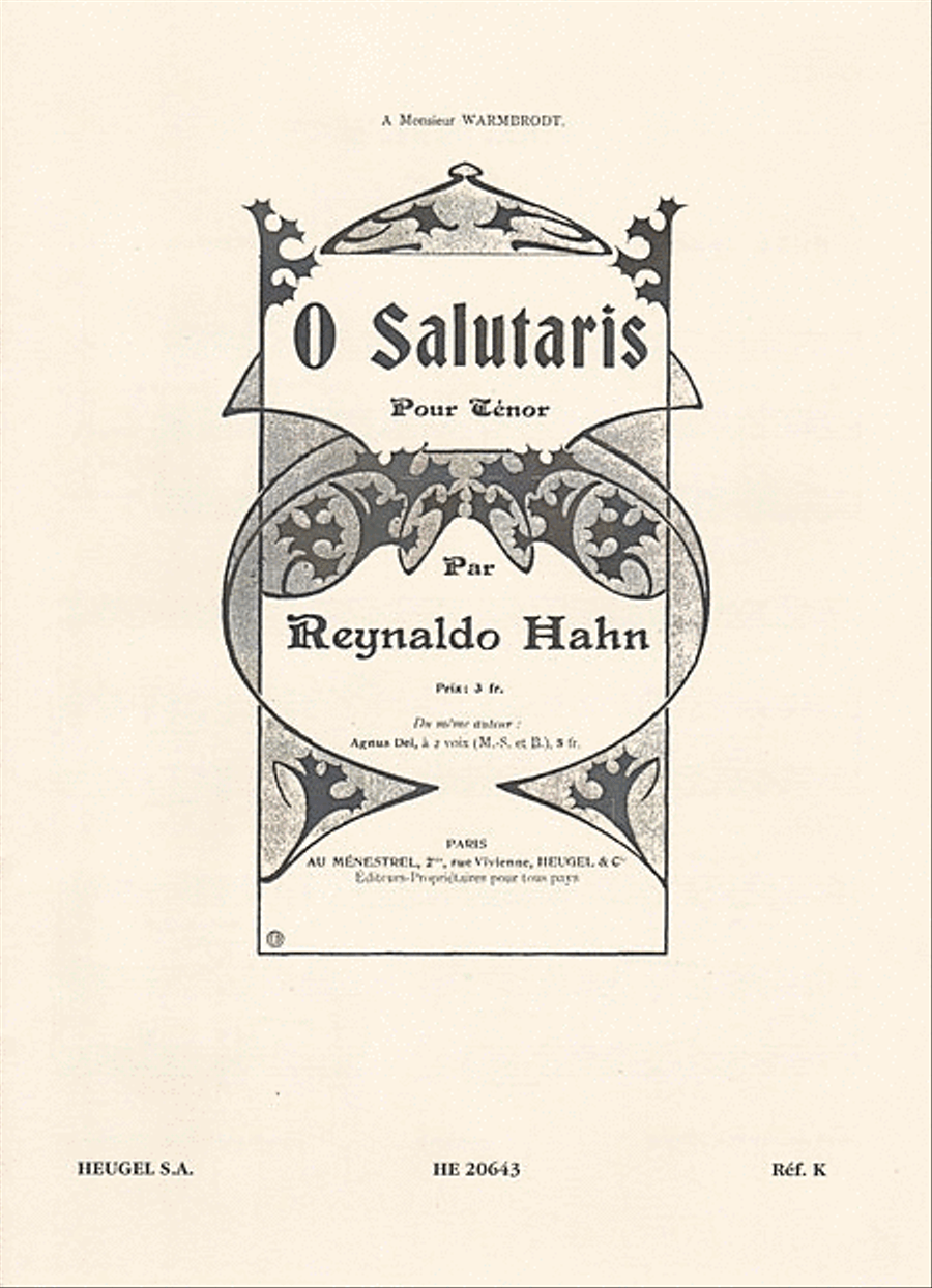 Hahn O Salutaris Voices Book 4-Part scores gallery preview page 1