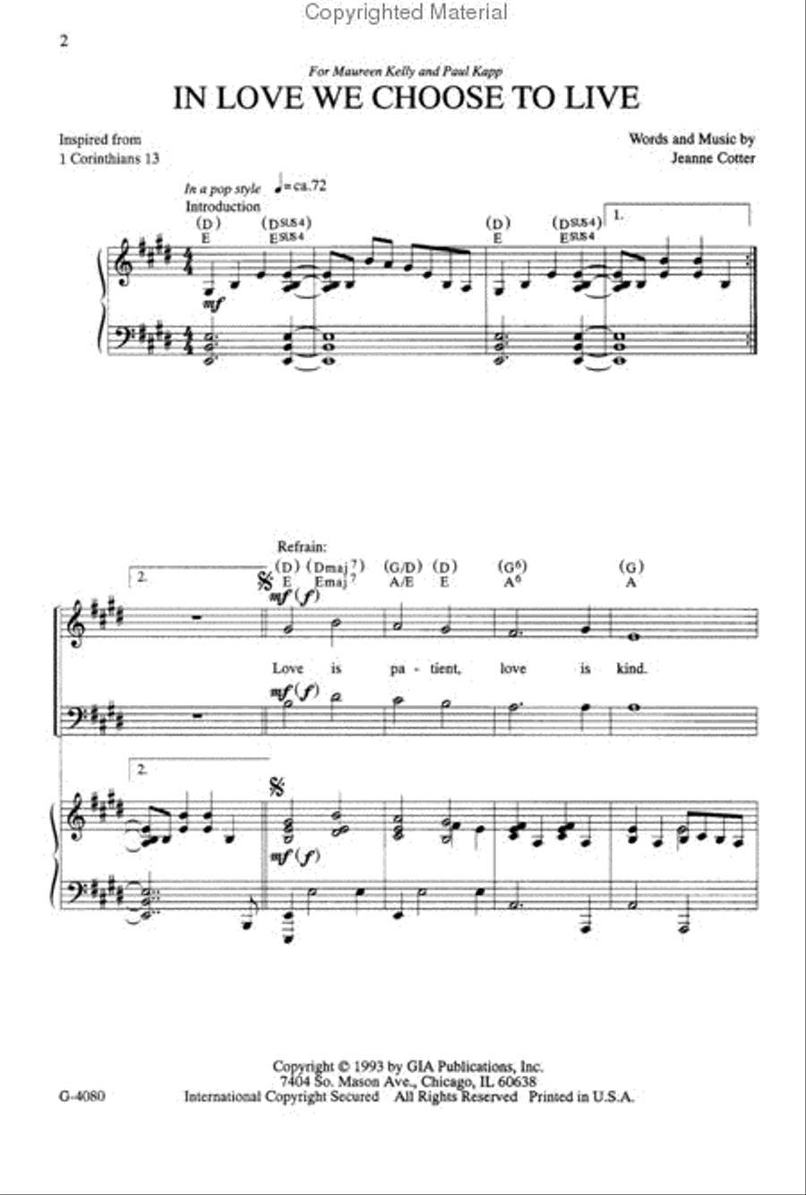 In Love We Choose to Live 2-Part scores gallery preview page 2