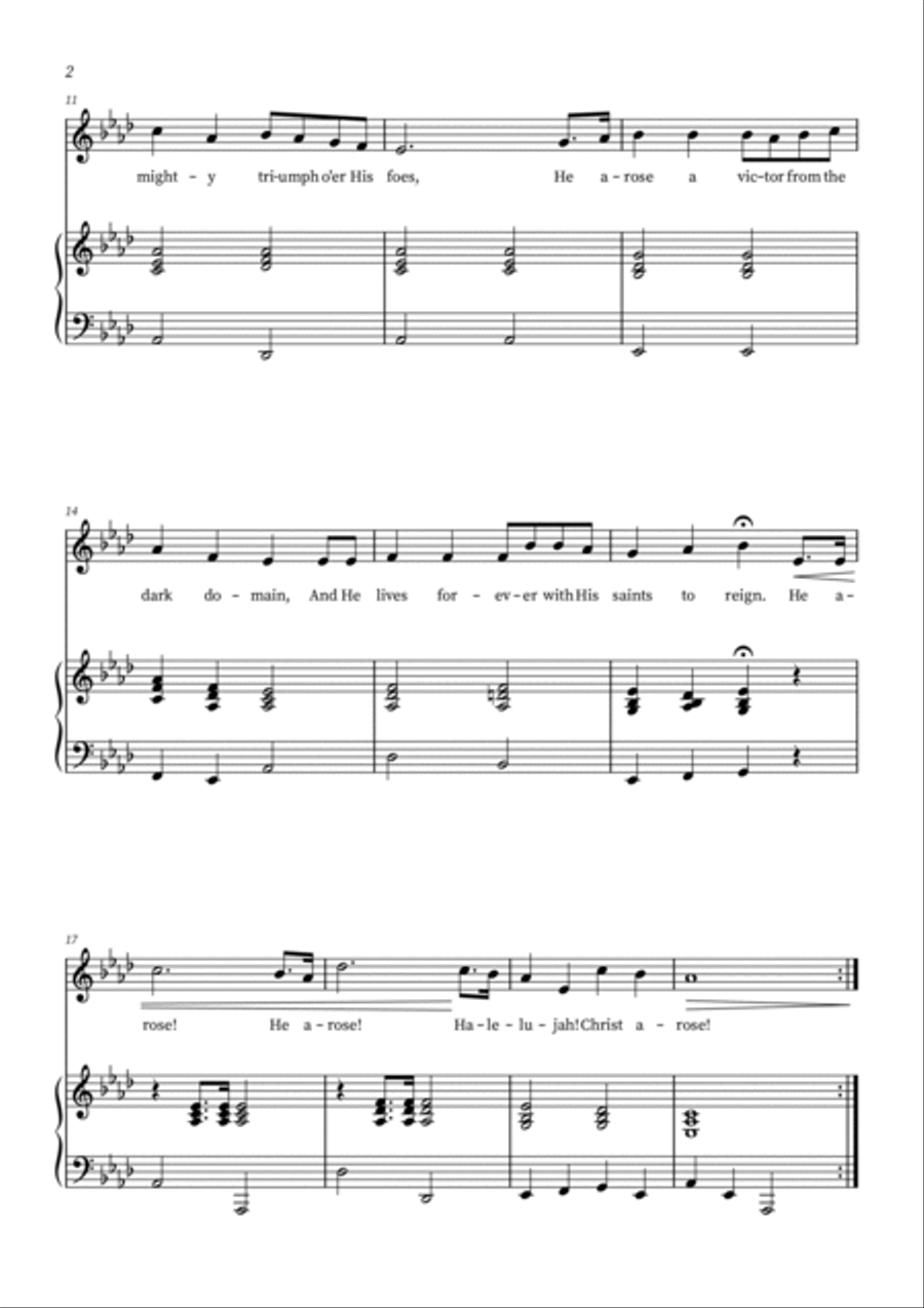 Christ Arose (He Arose) - Voice and Piano (Ab) Voice Solo scores gallery preview page 2