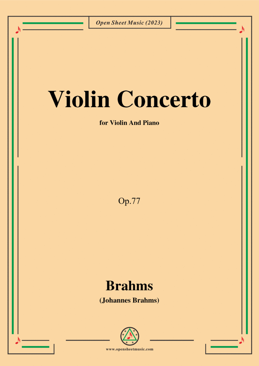 Brahms-Violin Concerto in D Major,Op.77 Violin Solo scores gallery preview page 1