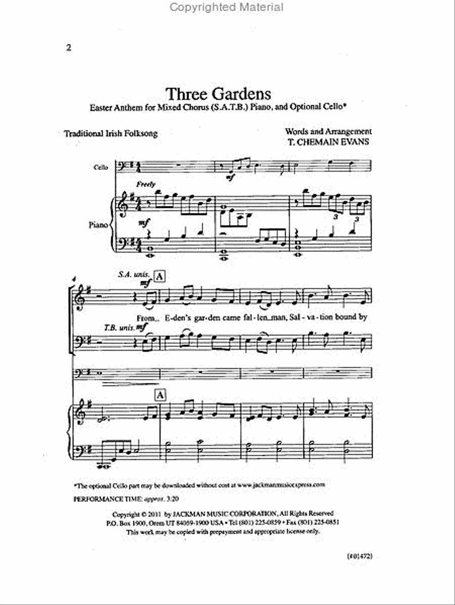 Three Gardens - SATB 4-Part scores gallery preview page 2
