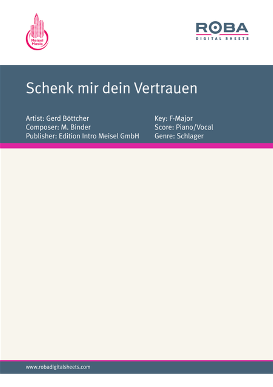 Schenk mir dein Vertrauen Piano, Vocal scores gallery preview page 1