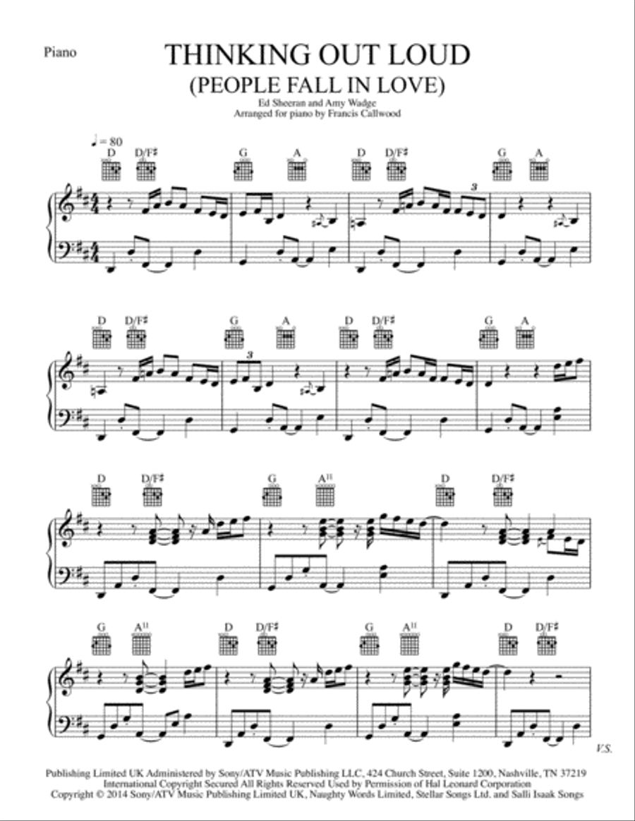 Thinking Out Loud Piano Solo scores gallery preview page 1