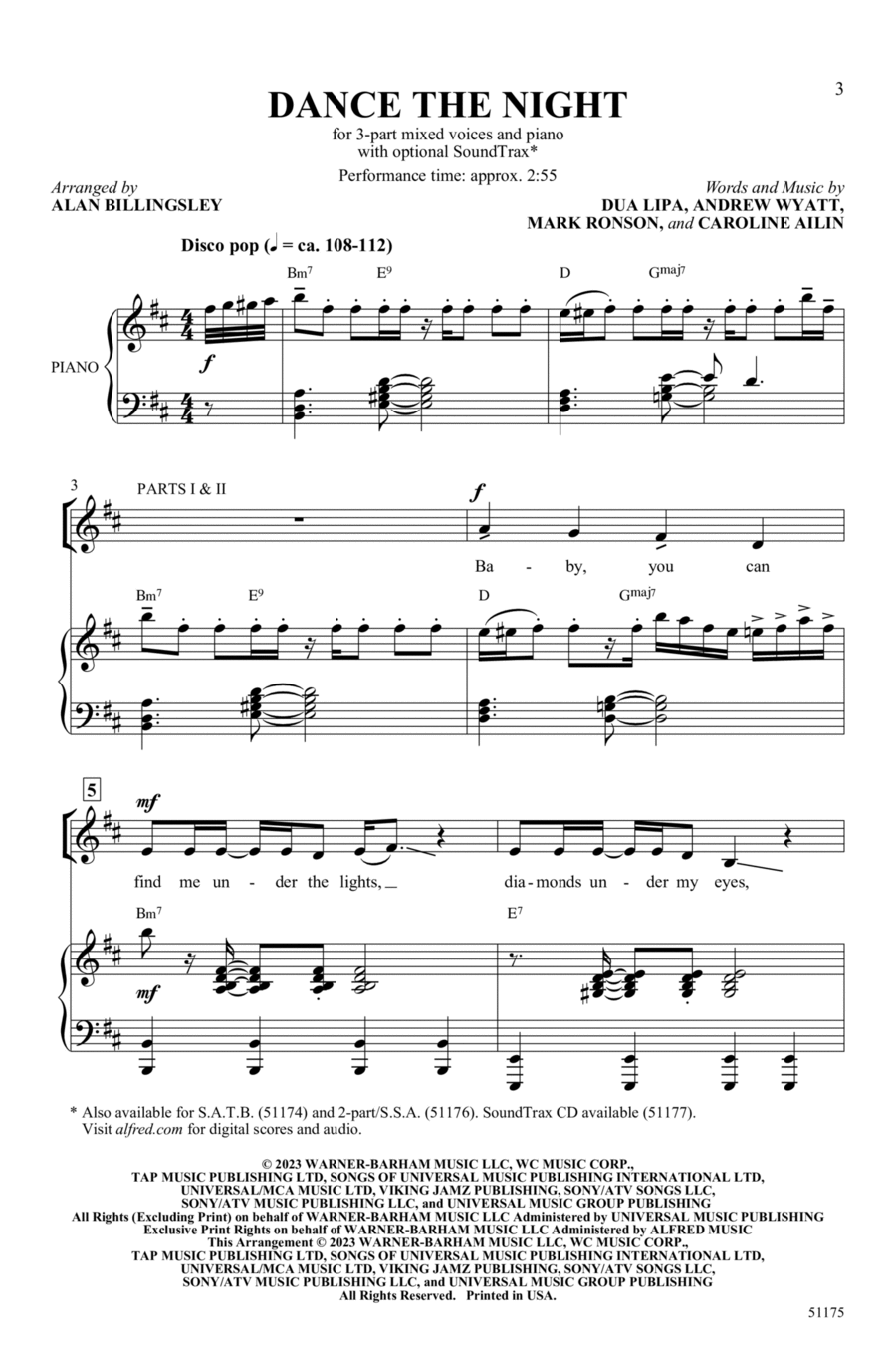 Dance the Night Dance the Night Choir scores gallery preview page 1