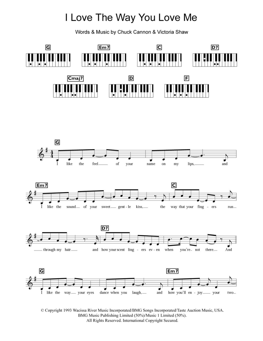 I Love The Way You Love Me Piano scores gallery preview page 1