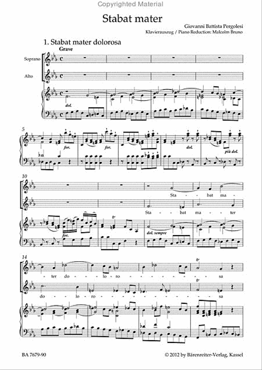 Stabat mater for Soprano, Alto, Strings and Basso continuo Double Bass scores gallery preview page 2