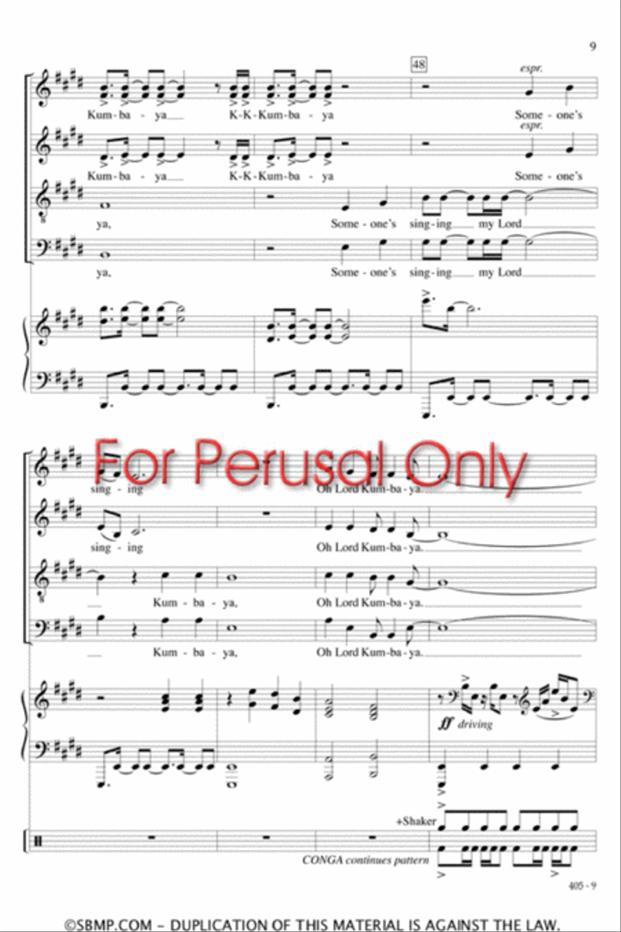 Kumbaya - SATB Octavo 4-Part scores gallery preview page 9