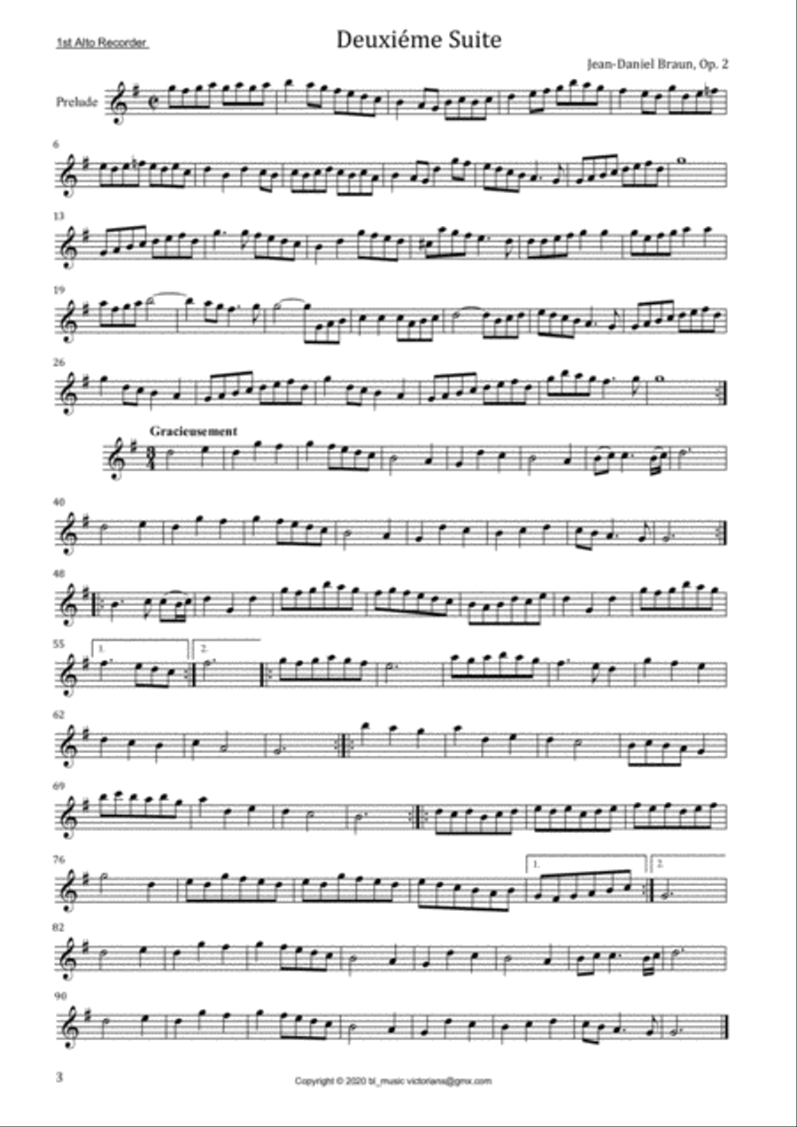 JD Braun, Six Suites op 2 for Treble Recorder 1st Alto, part Woodwind Duet scores gallery preview page 4